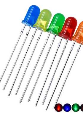 f5红发红灯珠5mm红灯绿蓝发蓝灯黄橙色黄光直插式led灯珠二极管