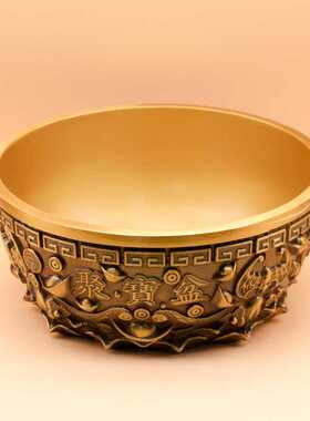 批聚宝盆摆件黄纯家用客厅装饰招聚铜制品工艺品财存钱罐铜器黄铜