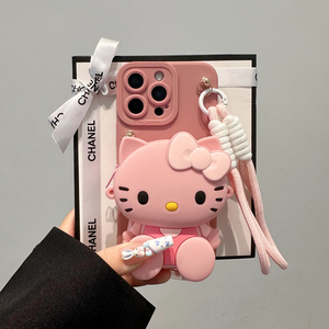 韩夏粉色凯迪猫零钱包适用华为pura80pro手机壳pura70耳机包mate80卡通mate70/60pro斜跨挂绳nova14/15保护套