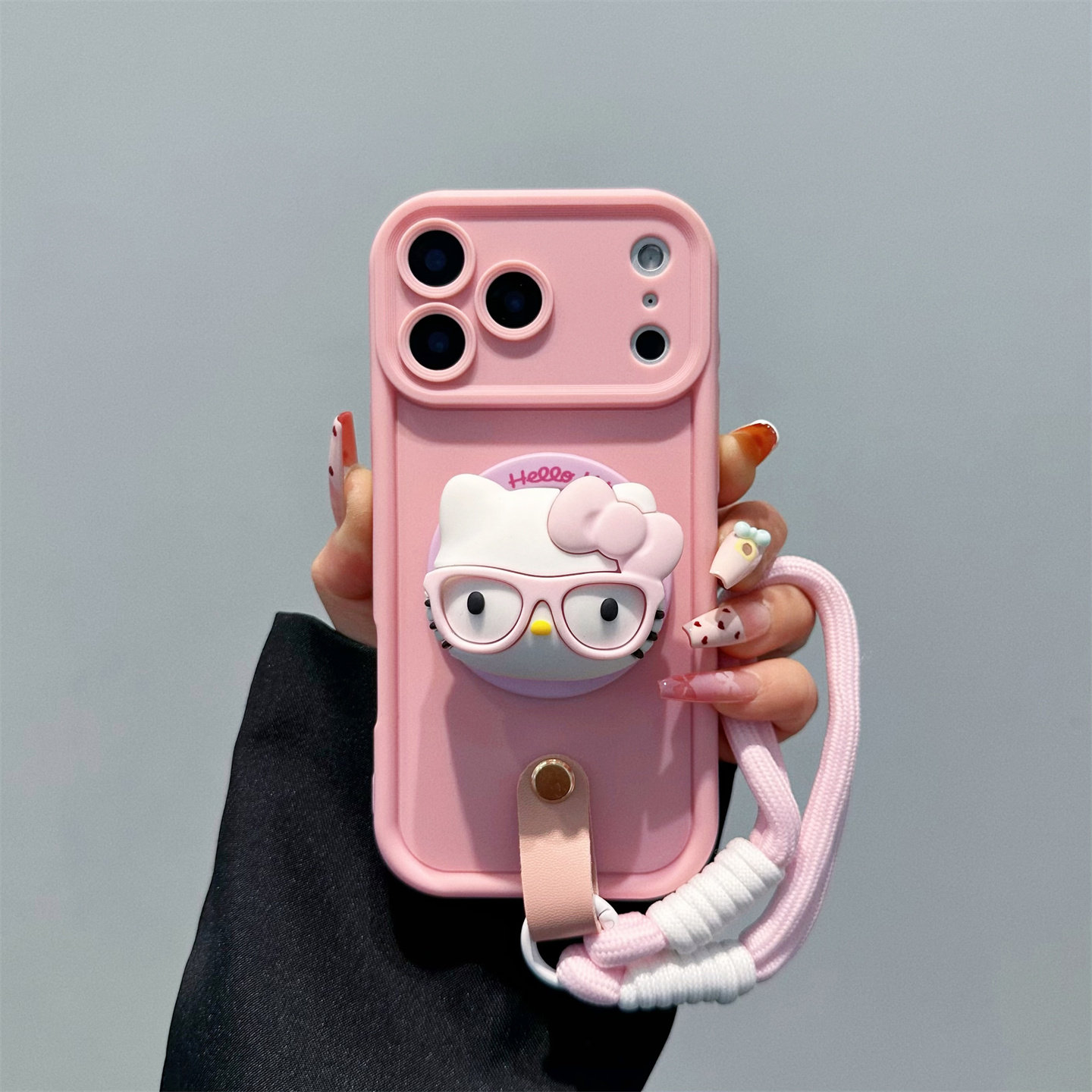 粉色凯蒂猫适用苹果17promax手机壳iPhone16pro卡通15pro挂绳14/13磁吸支架12p个性创意11全包16plus保护壳女