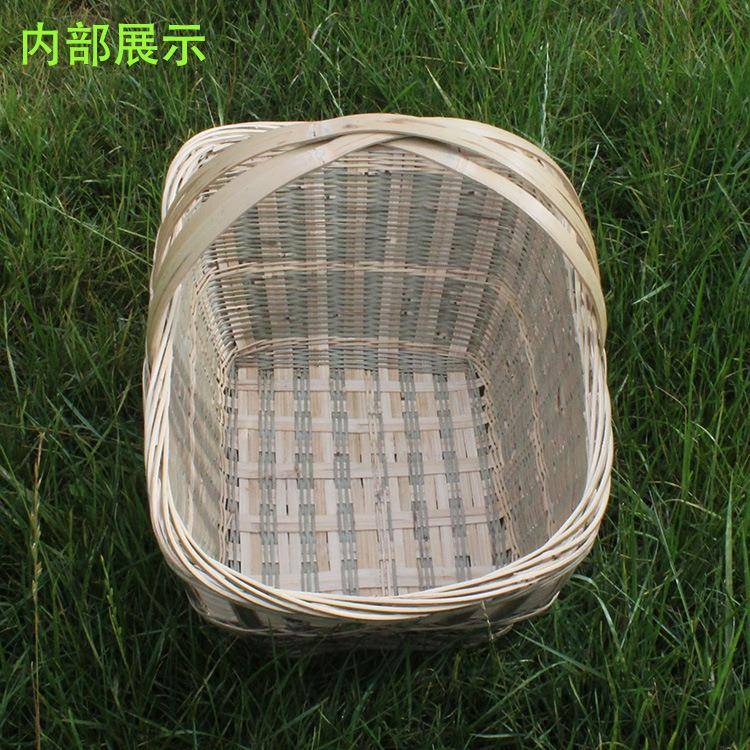野餐篮子编竹编织手提菜F95SS56T纳篮竹篮子鸡蛋篮竹水果收竹筐竹