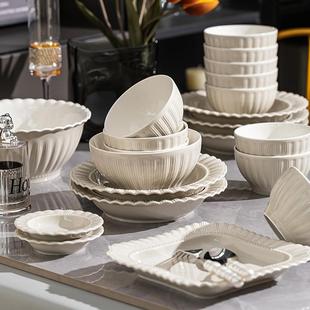 轻奢值陶瓷餐具套装 灰碟色碗盘碟高Z1204碗具 家用好看 碗颜套装