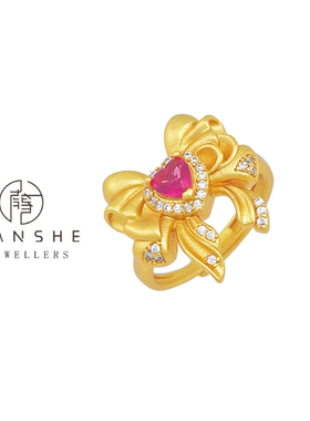 NANSHE/南奢 爱心蝴蝶结戒指复古指环L933