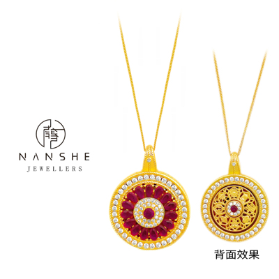 NANSHE/南奢 吸睛圆形红白色镶嵌项链L1161
