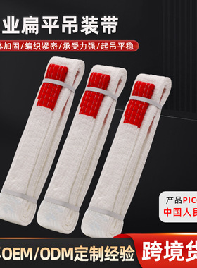 鲁威工具白色吊装带工业1t3t5吨扁平吊带拖车绳丙纶起重吊带