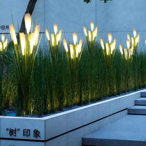 布丝芦苇地插灯 户外防水三头光纤芦苇装饰灯 野外露营太阳能灯