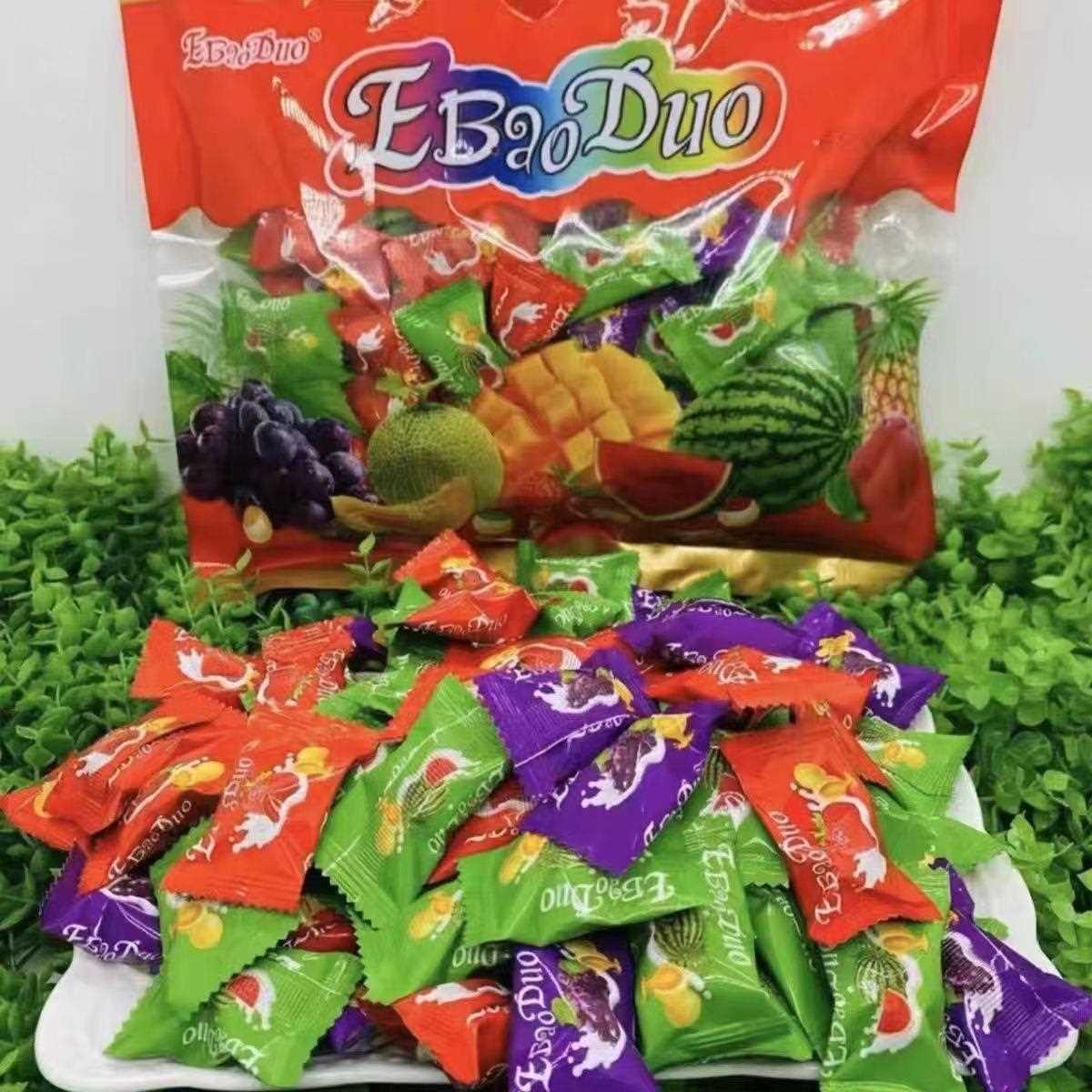 燕麦椰子大奶球糖果软糖水果混合500g芒果夹心包邮拍水果糖软糯