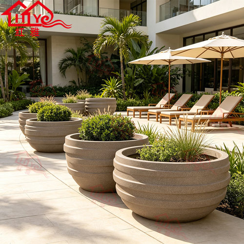 北欧风玻璃钢组合花盆创意个性大花箱户外景观种植大号圆形花器