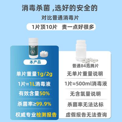 包邮含氯毒片足疗店消毒剂博物馆宠物院8泡QPQ消腾消毒片商医4用