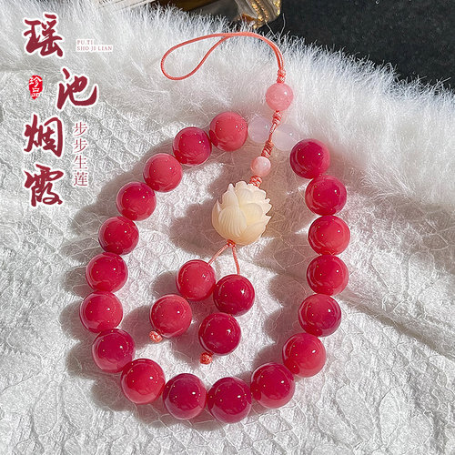 本命年红色手链女招桃花文玩菩提手机链手腕款挂件国风防摔挂绳款