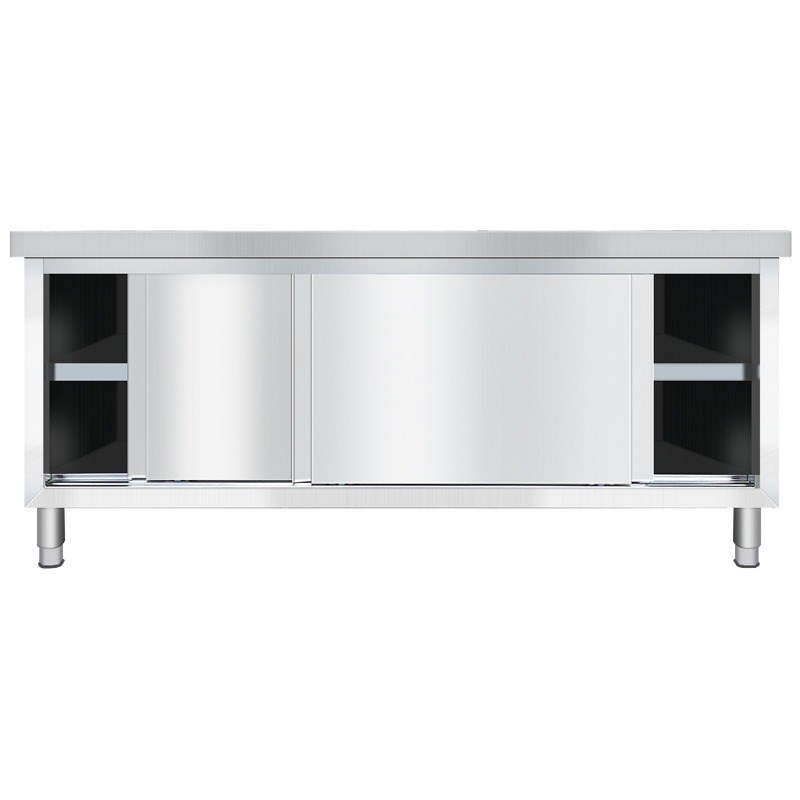 不锈钢工作台厨房专用打荷台面案板C切菜的桌子家用商用拉门工作