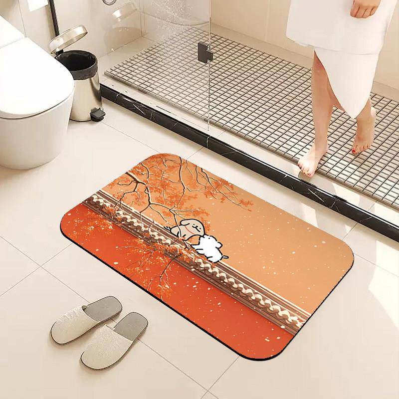 卡通线条小狗浴室地垫硅藻泥吸水防滑厕所卫生间门口速干脚垫子,居家布艺,家用脚垫,淘宝优惠券,粉丝福利购,淘宝优惠卷