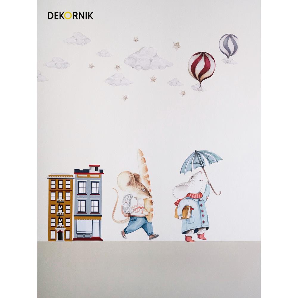 dekornik儿童房墙贴装饰可爱兔子恐龙热气球自粘diy小图案贴纸