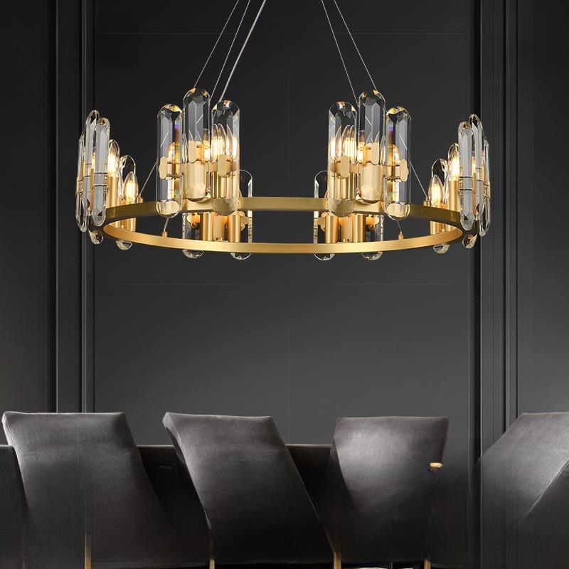 全铜灯豪华水晶吊灯客厅灯后现代简约环卧室灯港式餐厅卧室灯