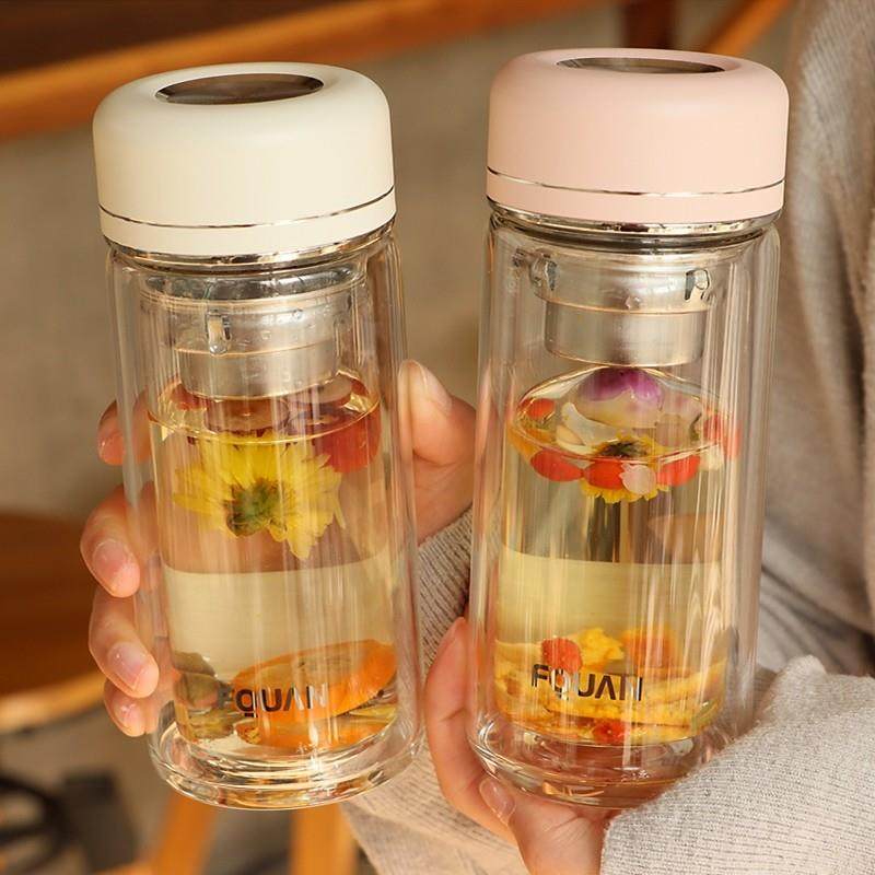 双层隔热玻璃杯男士泡茶水杯女生过滤办公室高硼硅加厚带茶隔杯子,餐饮具,玻璃杯,淘宝优惠券,粉丝福利购,淘宝优惠卷