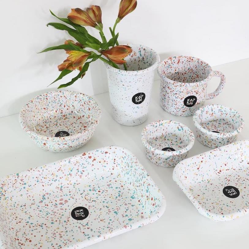 土耳其进口kapka手工搪瓷珐琅泼墨早餐碗盘甜品碟ins爆款炫彩系列