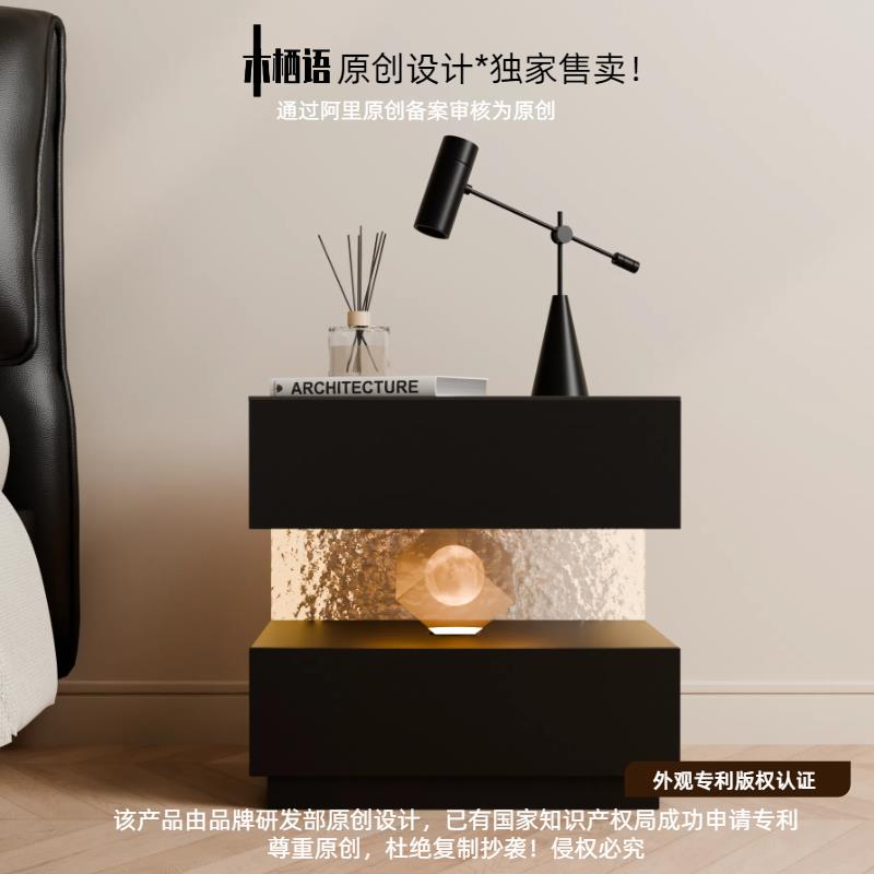 意式轻奢别墅床头柜客厅卧室高级水晶立方体石艺术茶几创意边几