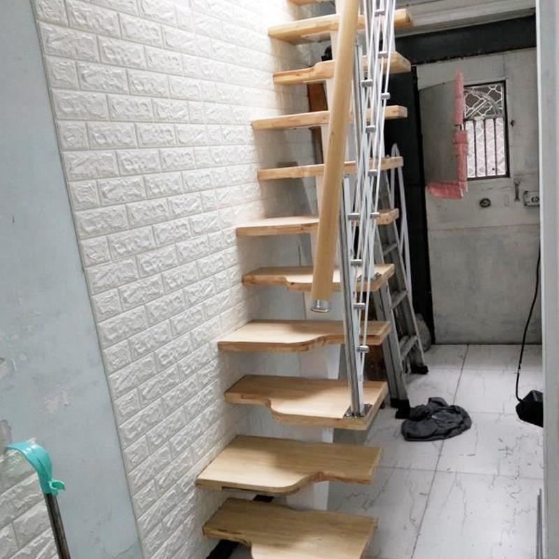 整体楼梯钢木覆式阁楼旋转直梁室内斜梁覆式隔层跃层别墅厂家定制