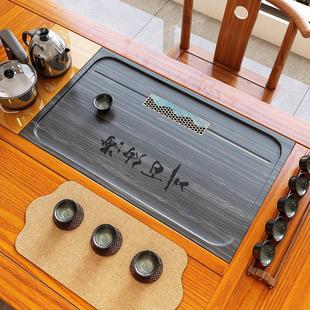 茶台内嵌石板定制嵌入式茶盘石盘新中式茶桌配件中间漏水面板盖板