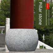 厂家直销天然青石空心石雕柱墩子柱础石青石柱脚石柱顶石可定制