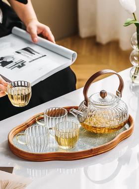 日式家用耐高温花茶壶套装下午茶茶具茶杯花草水果茶壶玻璃泡茶壶