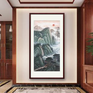 名家走廊过道真迹竖版入户有山无水玄关泰山日出招财挂画堂屋镇宅