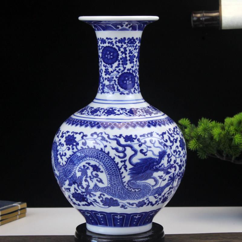 景德镇陶瓷器花瓶中式家居青花瓷瓶彷古客厅电视柜装饰品赏瓶摆件