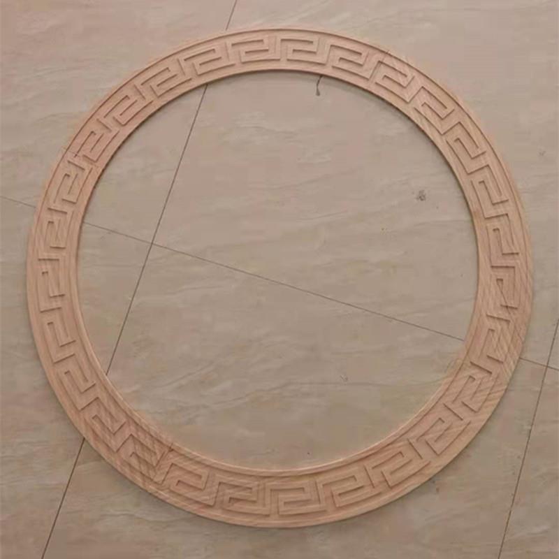 东阳木雕中式装修客厅吊顶圆形实木线条家具装饰