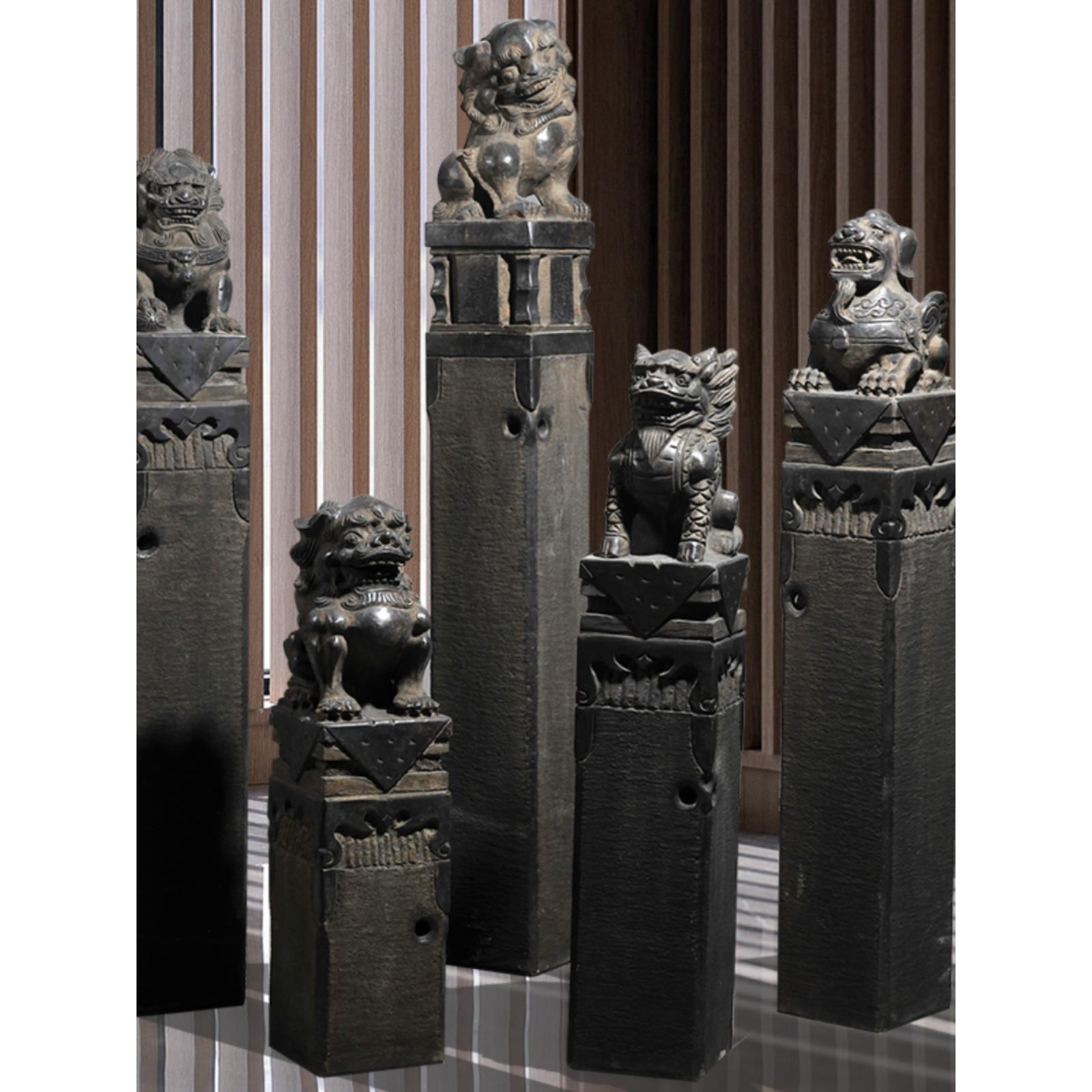 石雕拴马桩青石仿古做旧石狮子貔貅拴马石庭院室内装饰件栓马柱