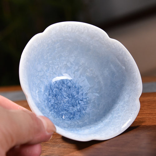 窑变冰晶葵口杯结晶釉功夫茶具主人杯个人专用女陶瓷送礼茶盏单杯