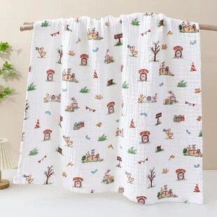 婴童床品6层纱布高密印花盖毯 棉纱布幼儿园儿童童被 婴幼儿浴巾