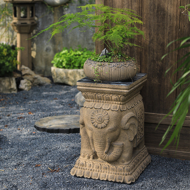 汉韵堂庭院花架阳台顶楼花园布置石墩摆件露台落地花盆实木置物架,家居饰品,户外/庭院摆件,淘宝优惠券,粉丝福利购,淘宝优惠卷