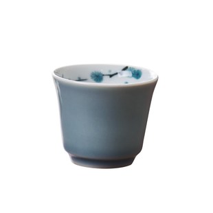 手绘梅松品茗杯功夫茶具茶杯天兰陶瓷茶碗单个茶盏主人杯闻香杯