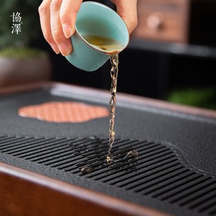 长方形沥水托盘 茶盘家用 乌金石功夫储水盘 中式 便携分茶台