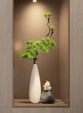 入户玄关细长花瓶招财猫摆件时来运转客厅电视柜壁龛竖高陶瓷装饰