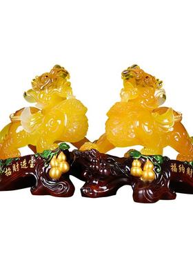 招财进宝旺财纳福貔貅公母一对摆件店铺开业朋友搬家乔迁新居礼物