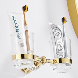 牙刷架牙膏置物挂架浴室洗漱台卫生间水晶款轻奢金漱口杯架免打孔