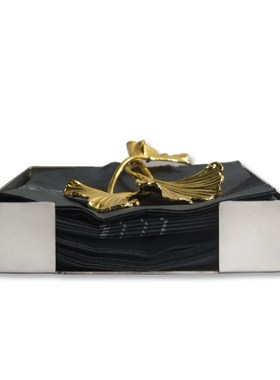 丹麦inas银杏叶 金属底方形餐巾架桌面压纸座餐巾纸架托餐厅装饰