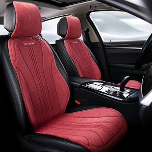 汽车坐垫四季通用新款高级感翻毛皮乳胶棉马鞍垫半包冬季加绒座垫