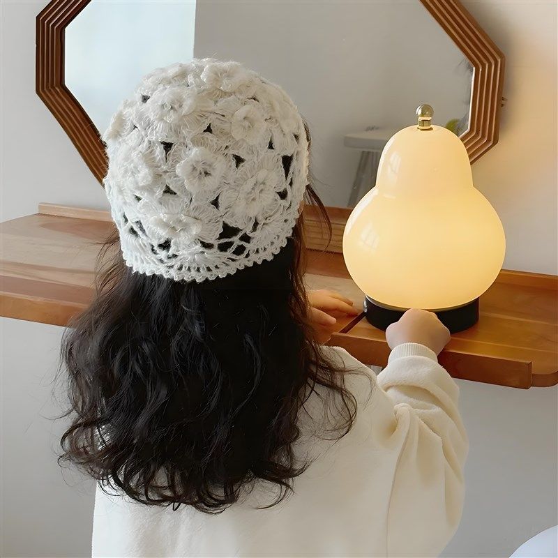 中古法式奶油梨子台灯卧室床头书房客厅充电触摸便携氛围感小夜灯