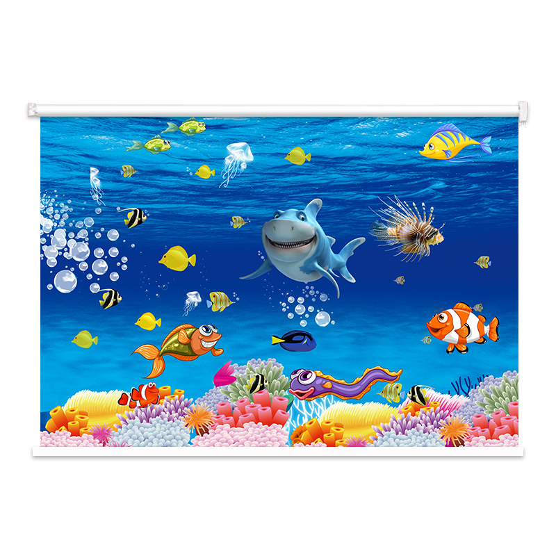 定制海景画卷帘办公室客厅卧室厨房卫生间遮光隔热卷拉式升降窗帘