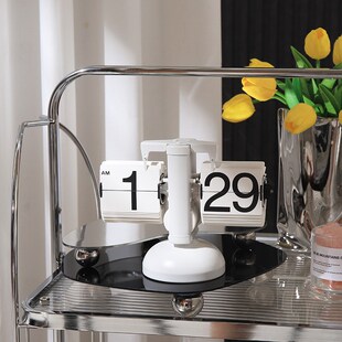 自动翻页时钟客厅电视柜家居装 饰摆件简约小天平机械座钟节日礼品