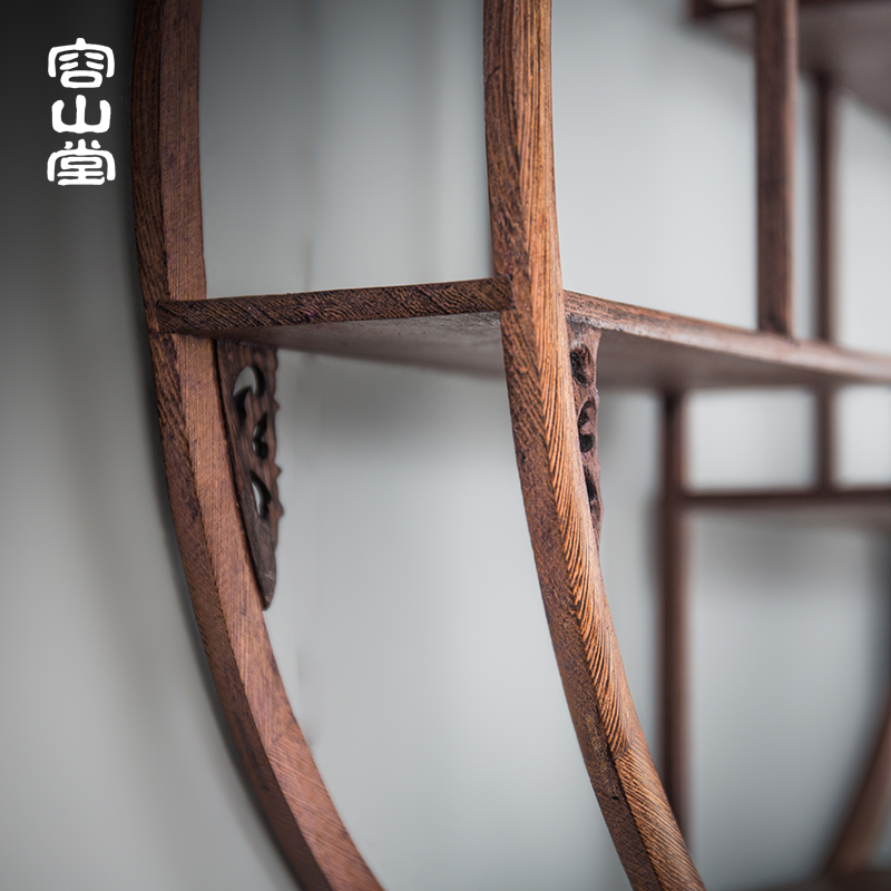 容山堂颐阁鸡翅木挂墙博古架中小多宝阁收纳柜实木茶杯架茶具配件