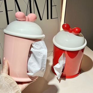 蝴蝶结可爱纸巾收纳盒摆件家用客厅高档卷纸筒盒高颜值餐巾抽