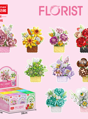 2025新款女孩儿童创意家居益智拼插花篮微颗粒积木装饰摆件礼品