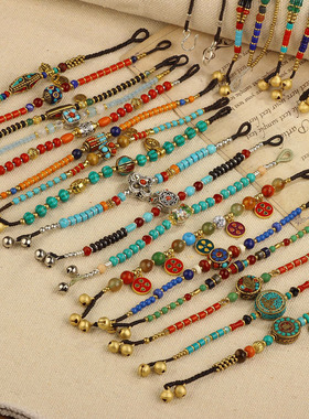 2025新款跨境复古尼泊尔纯铜编手工女式藏风铃铛古法铜手链