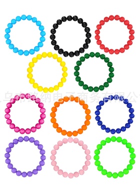 1980s霓虹舞会派对塑料多色手串女士装扮配饰连线珠成人手链