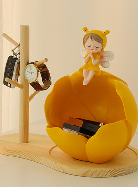 2025新款创意花仙子玄关装饰钥匙收纳盒客厅桌面新家乔迁礼品