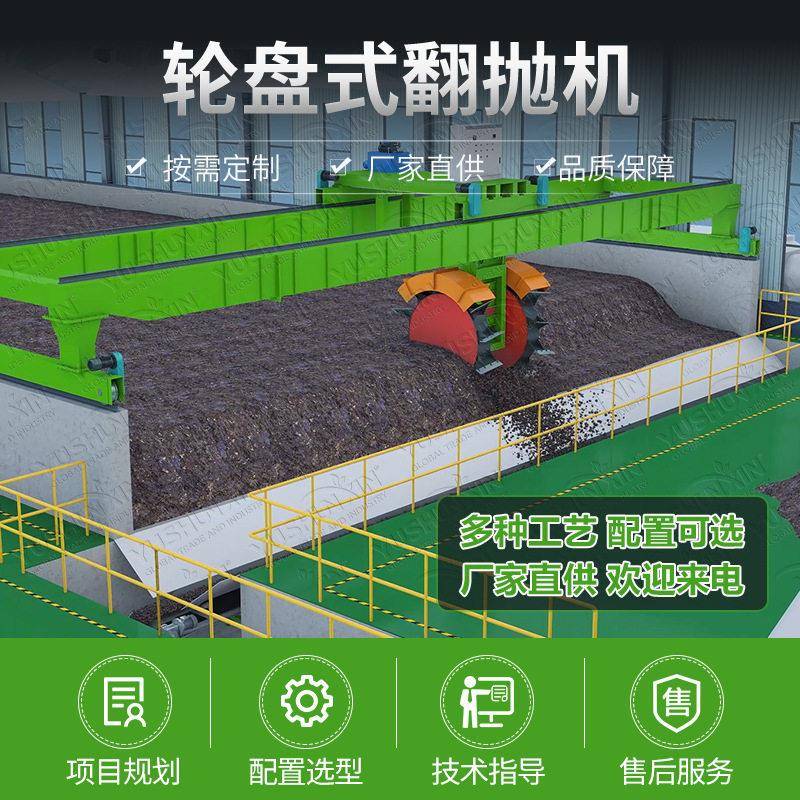 大型发酵翻抛设备 双轮盘翻抛机 中大型鸡粪有机生产线全套设备
