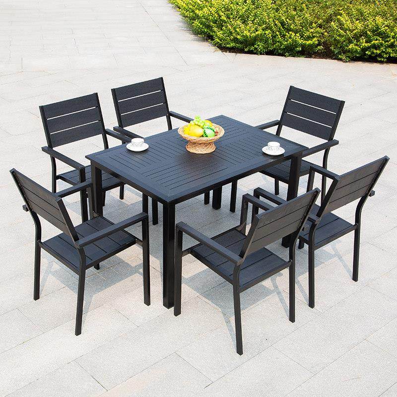 户外桌椅组合露天阳台防腐木室外咖啡厅简约休闲庭院防水塑木桌椅